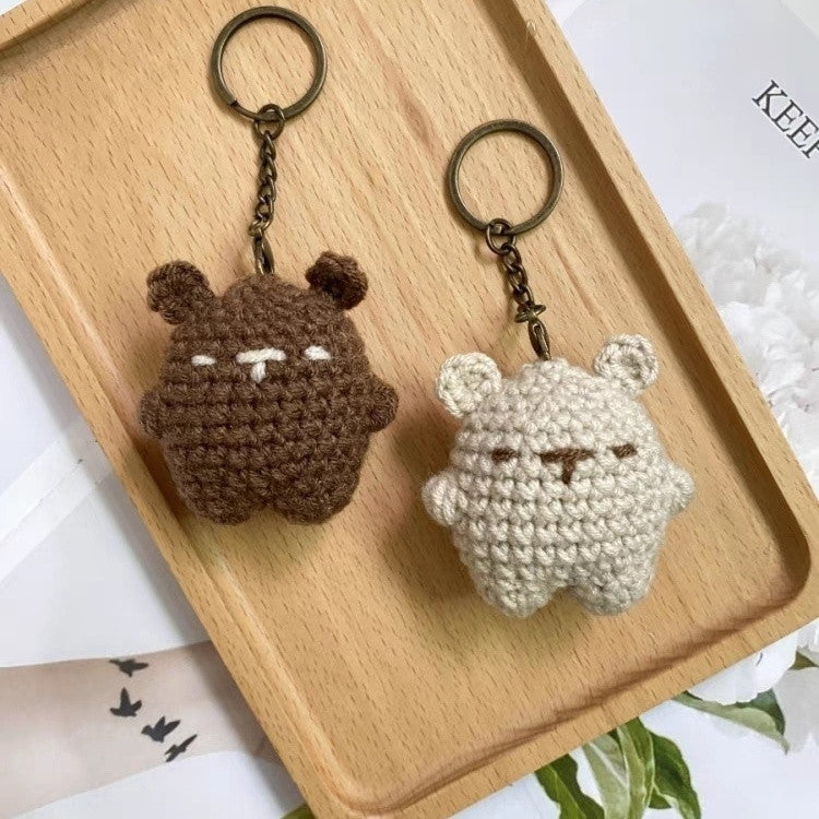 Crochet Bear Keychain – Handmade Chubby Bear Charm