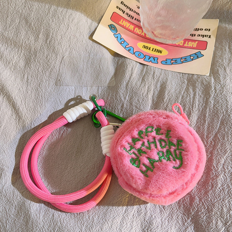 Plush Pink Coin Purse Keychain – Small Cute Bag Charm