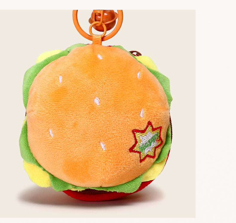 Funny Burger Plush Keychain – Small Storage Bag Charm