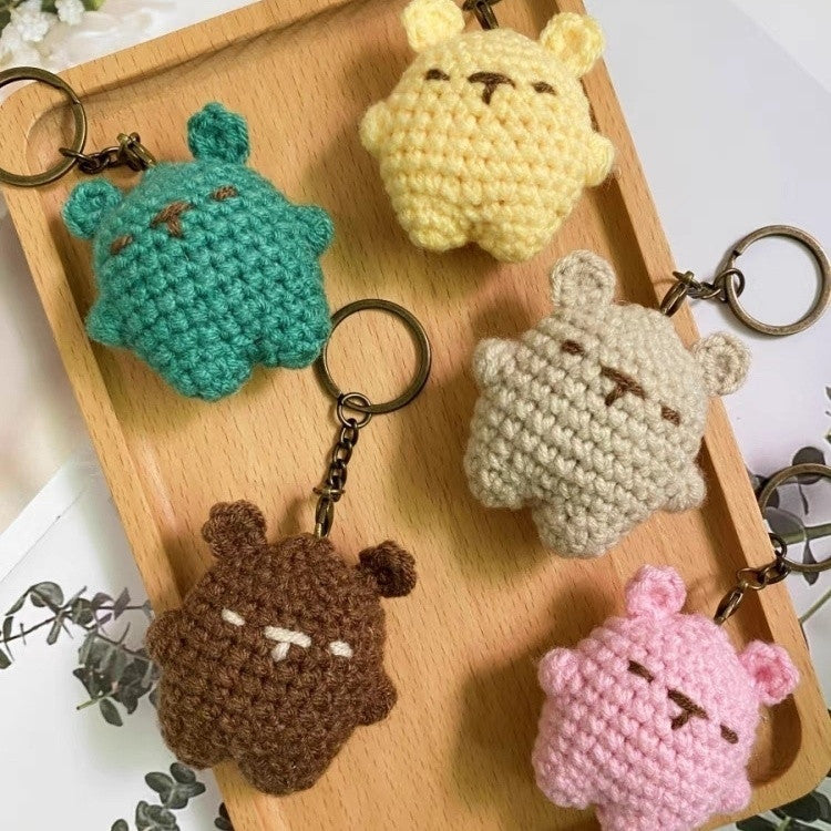 Crochet Bear Keychain – Handmade Chubby Bear Charm