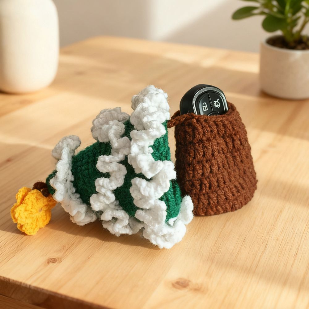 Handmade Woven Cedar Charm – Key & Earbud Organizer