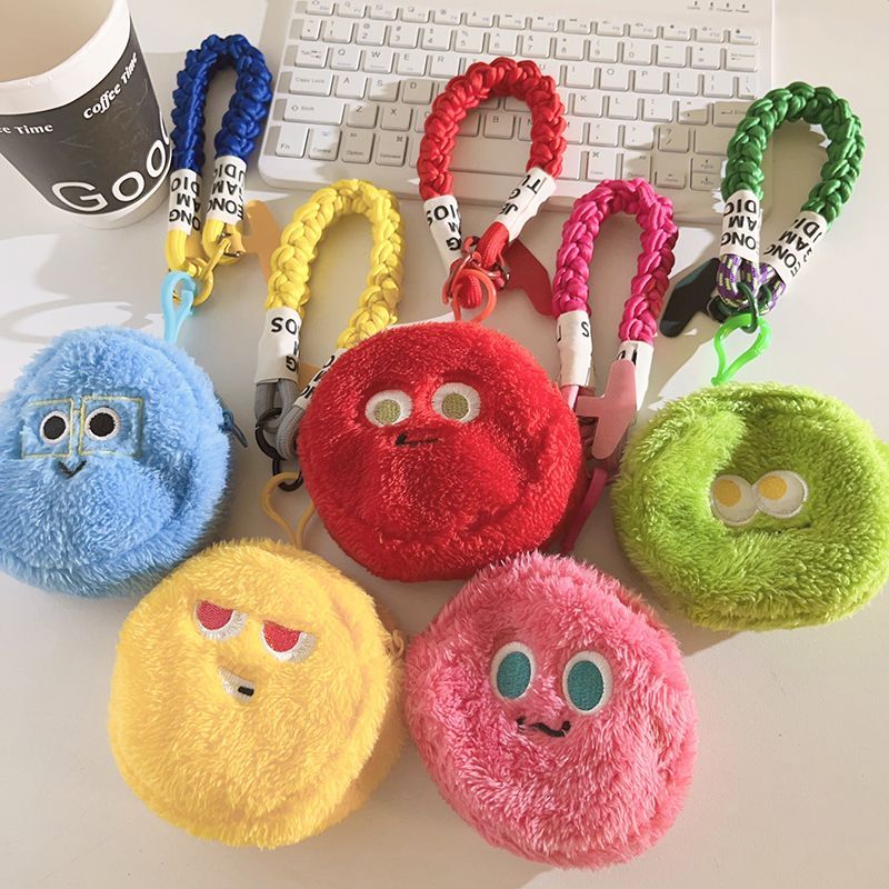 Funny Plush Expression Pouch Charm – Coin & Earbud Organizer