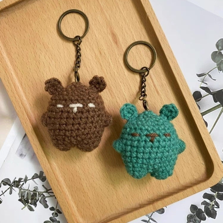 Crochet Bear Keychain – Handmade Chubby Bear Charm