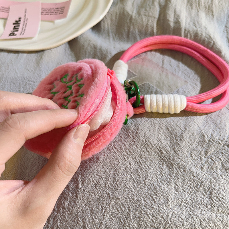 Plush Pink Coin Purse Keychain – Small Cute Bag Charm