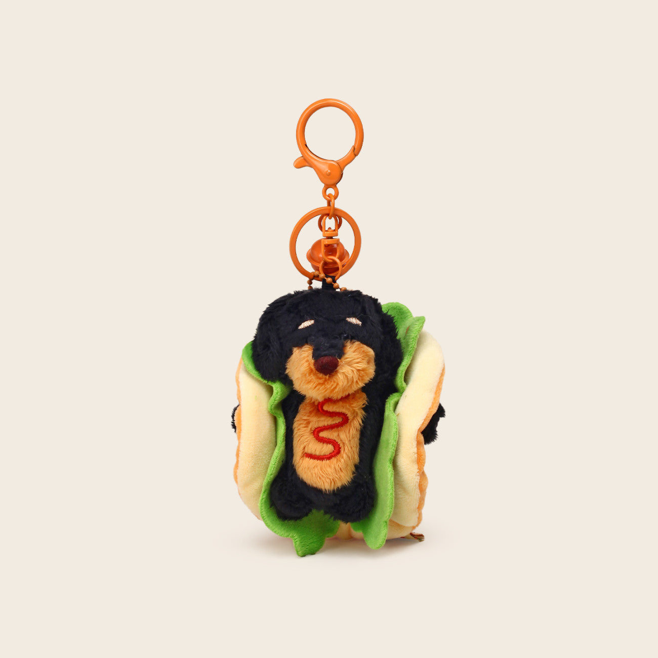 Funny Plush Hot Dog Puppy Charm – Keychain & Bag Accessory