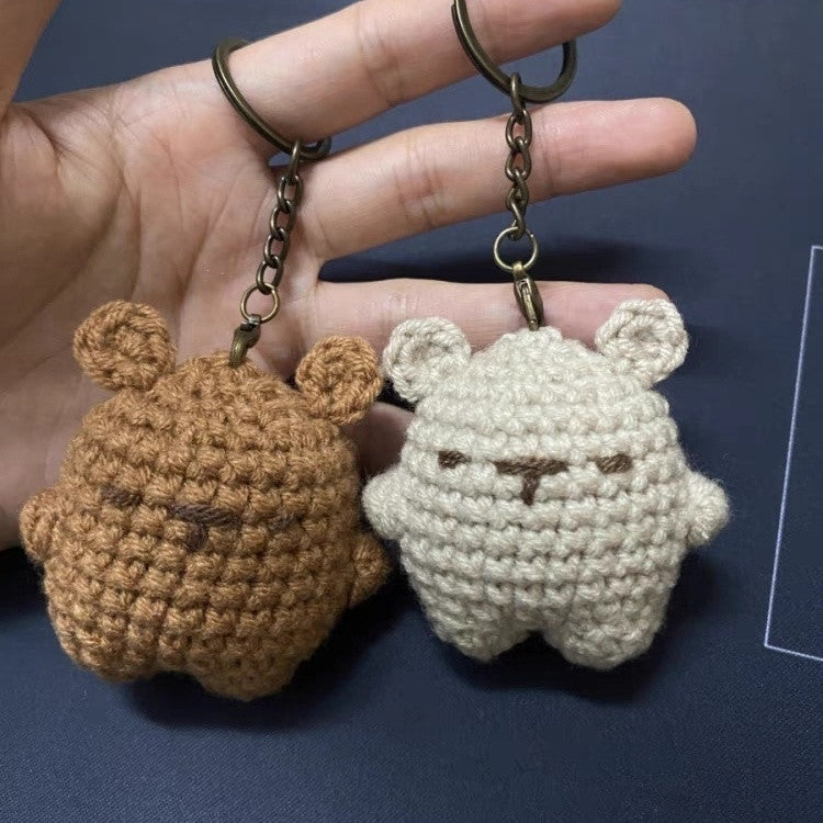 Crochet Bear Keychain – Handmade Chubby Bear Charm