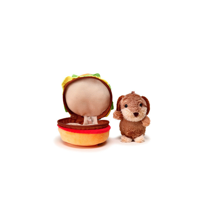 Funny Burger Plush Keychain – Small Storage Bag Charm