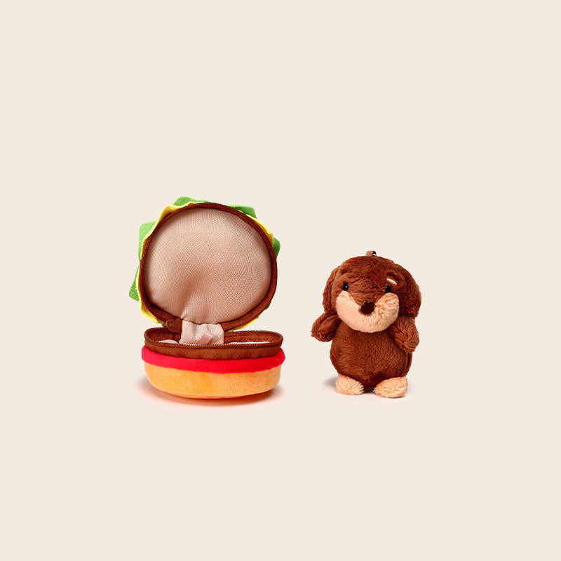 Funny Burger Plush Keychain – Small Storage Bag Charm