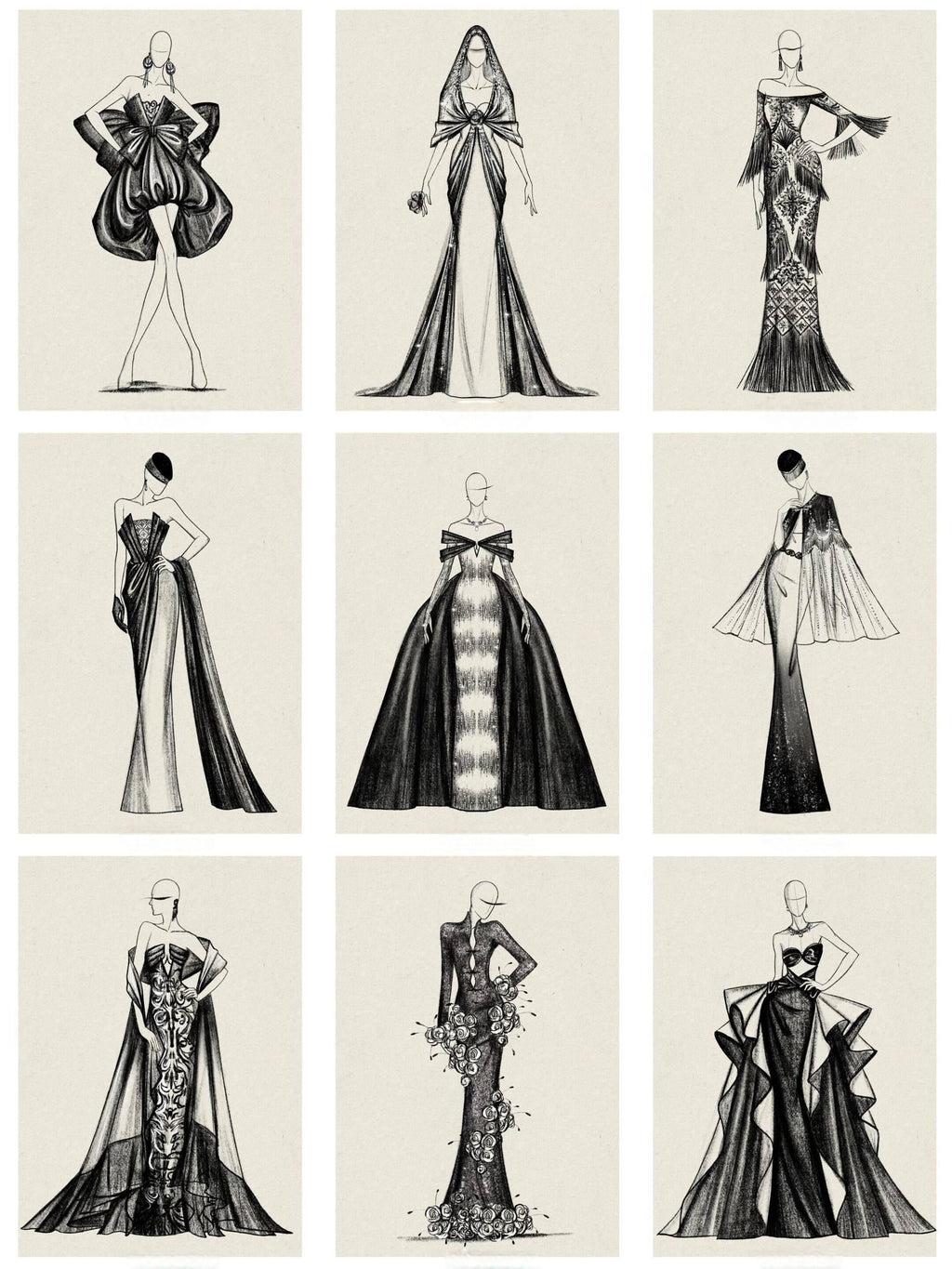 Advanced Gown Design Manuscript: In-Depth Sketches and Patterns for Elegant Formal Wear