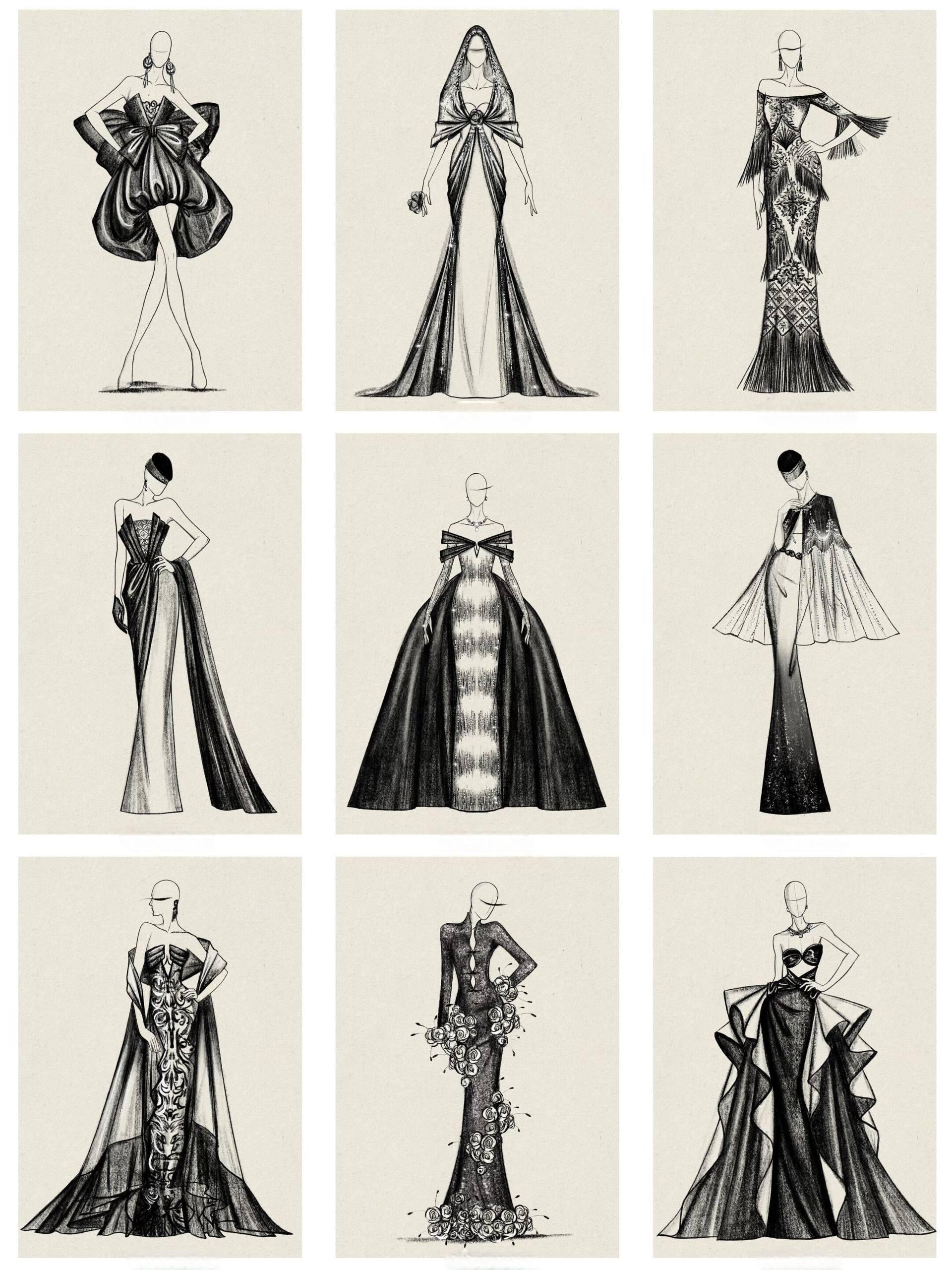 Advanced Gown Design Manuscript: In-Depth Sketches and Patterns for Elegant Formal Wear