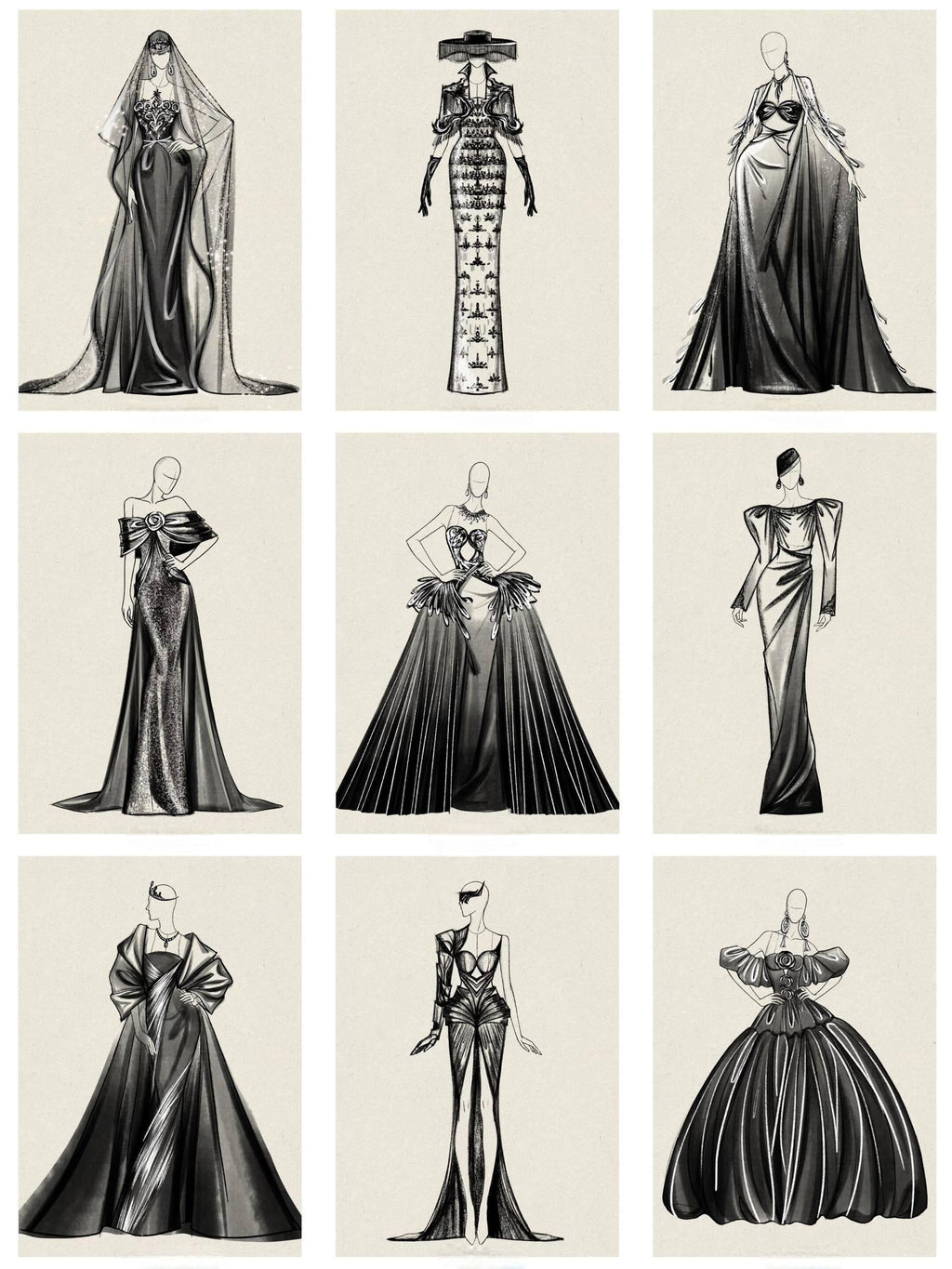 Advanced Gown Design Manuscript: In-Depth Sketches and Patterns for Elegant Formal Wear