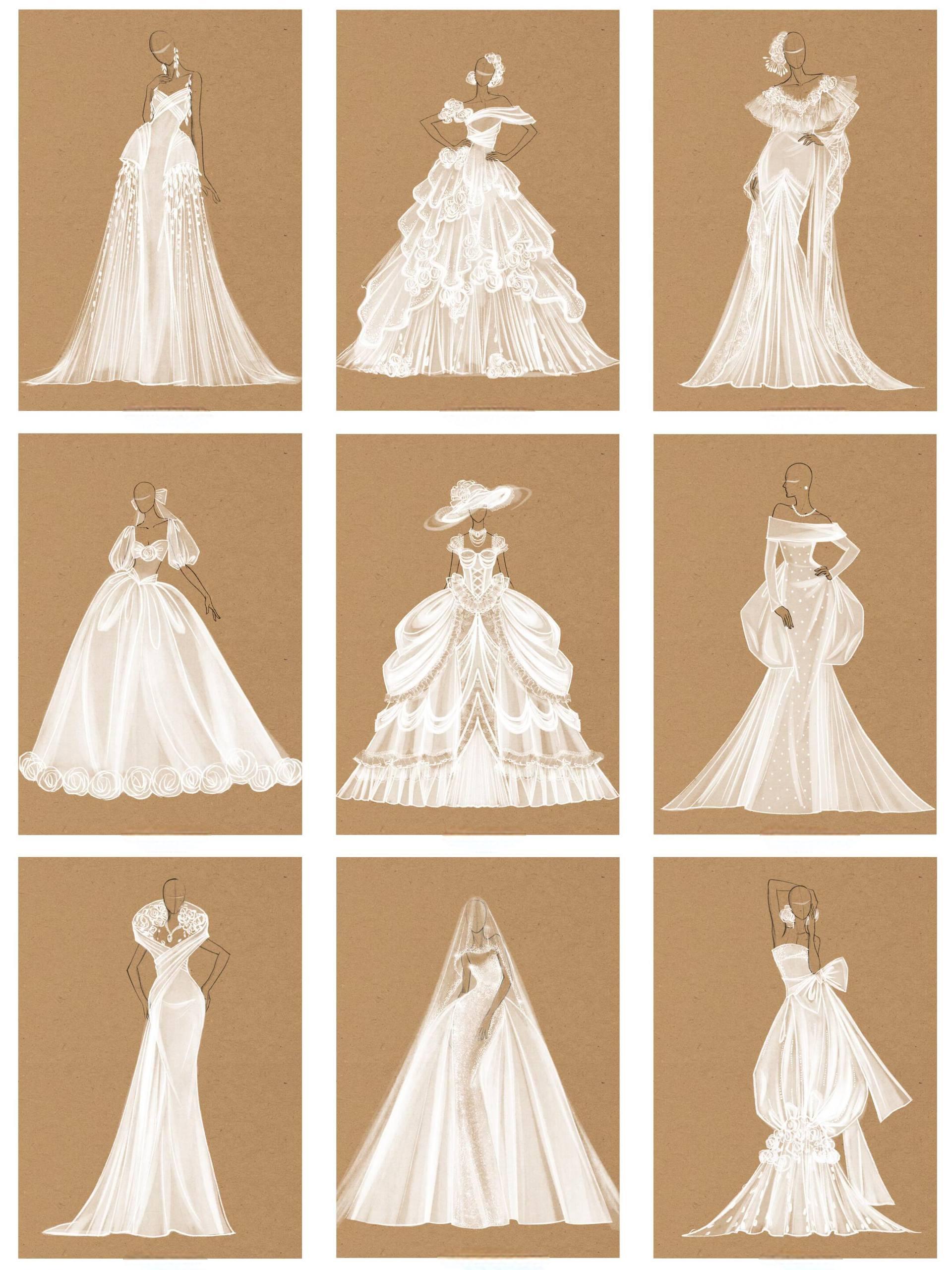 Wedding Dress Design Manuscript: Essential Sketches and Patterns for Bridal Gown Creations