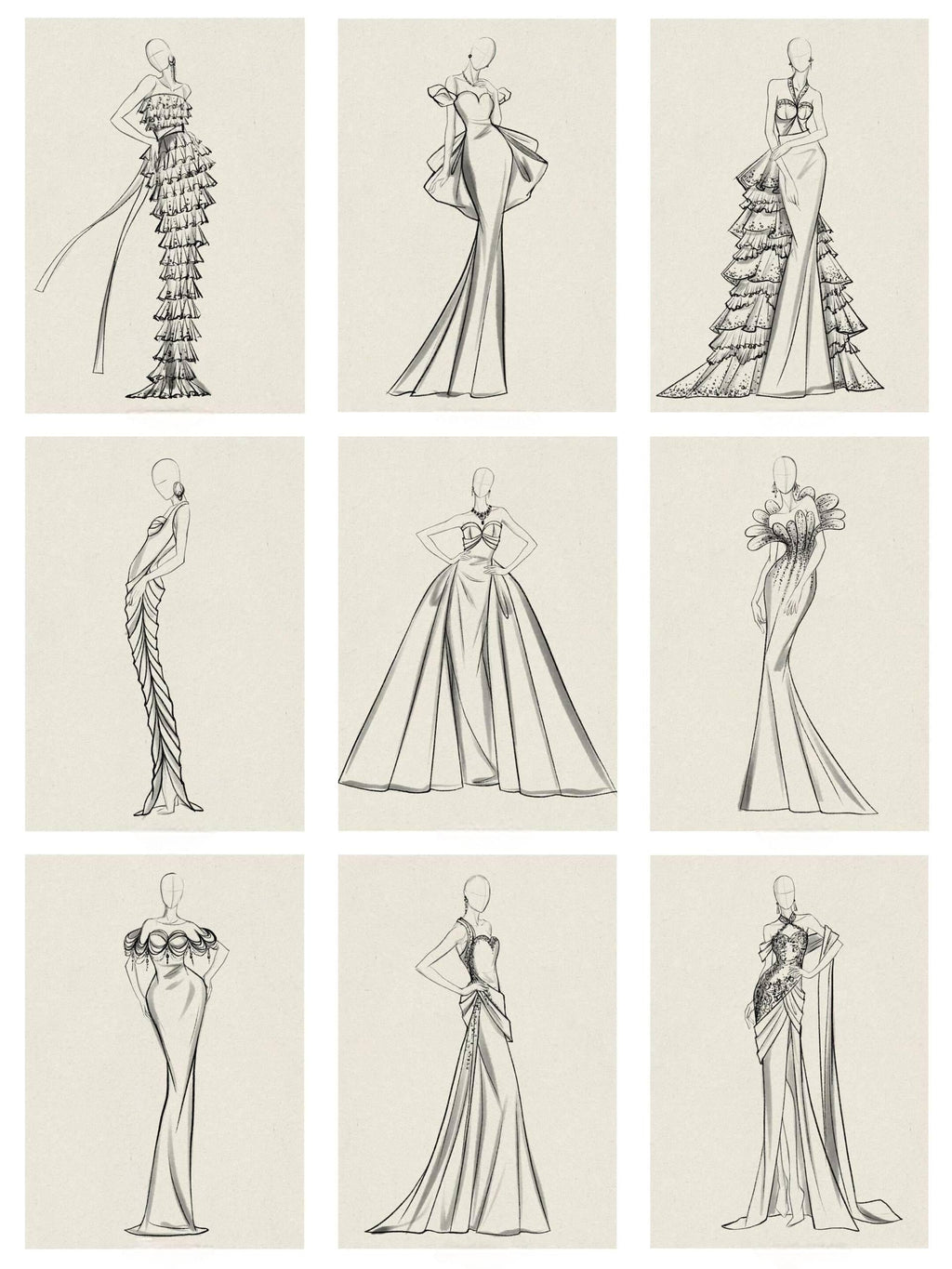 Beginner Gown Design Manuscript: Essential Sketches and Patterns for Formal Dress Creations