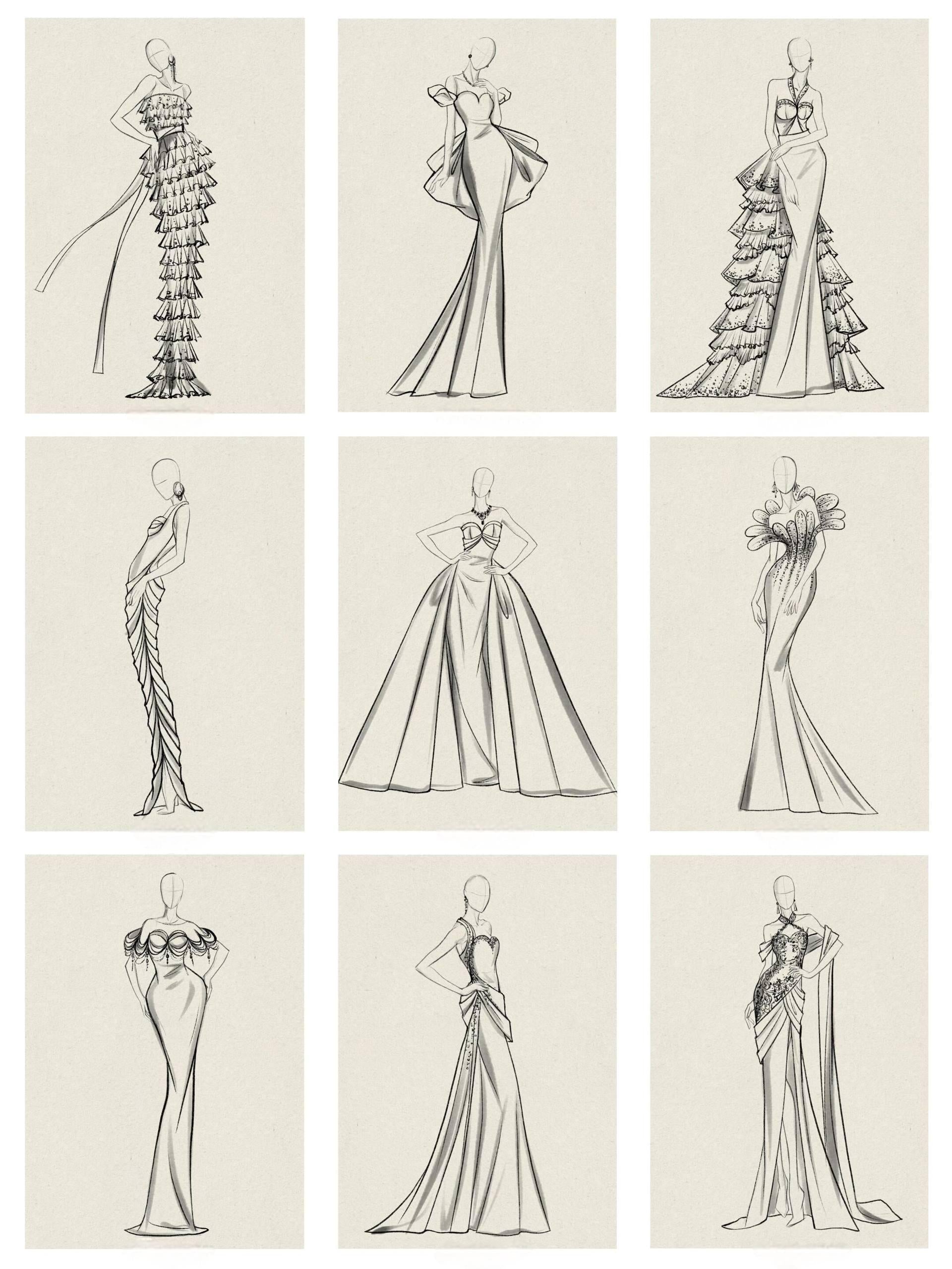 Beginner Gown Design Manuscript: Essential Sketches and Patterns for Formal Dress Creations