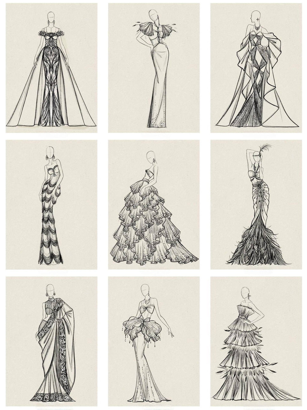 Beginner Gown Design Manuscript: Essential Sketches and Patterns for Formal Dress Creations