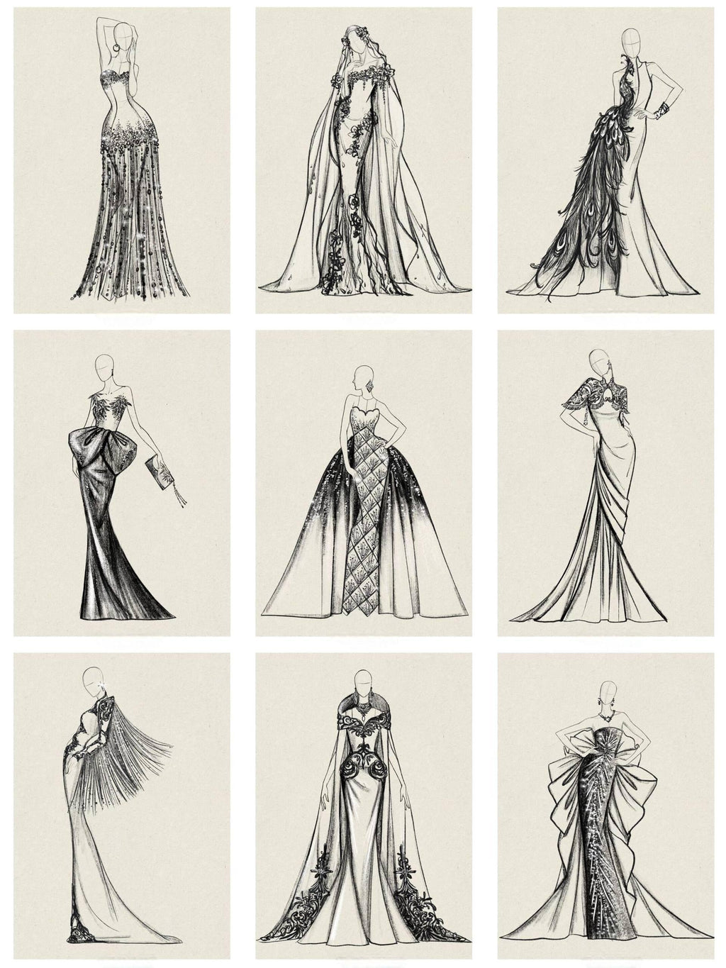 Beginner Gown Design Manuscript: Essential Sketches and Patterns for Formal Dress Creations