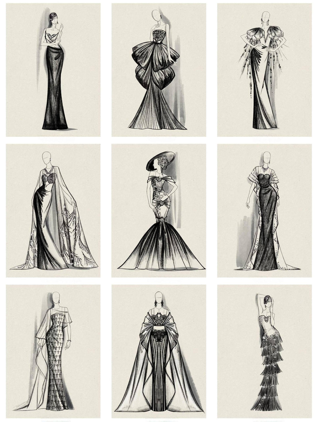 Advanced Gown Design Manuscript: In-Depth Sketches and Patterns for Elegant Formal Wear