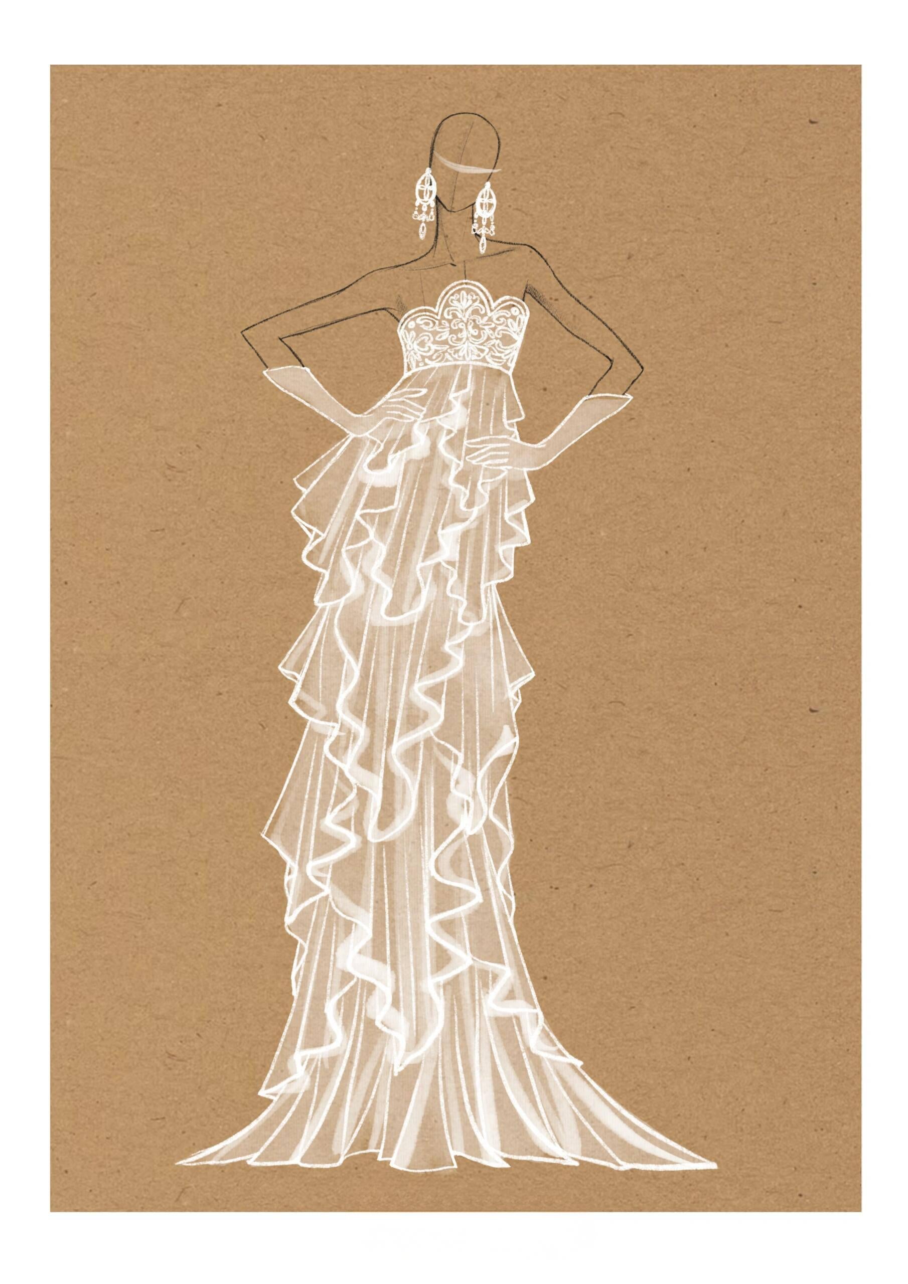 A-Wedding Dress Coloring Set: Printable Pages for Bridal Gown Designs and Patterns