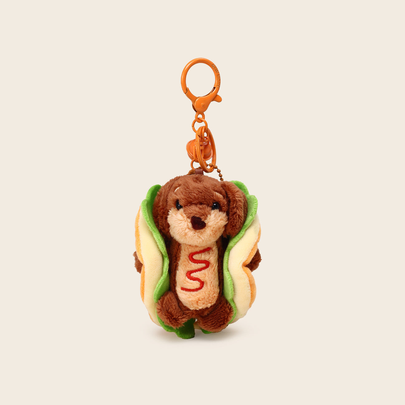 Funny Plush Hot Dog Puppy Charm – Keychain & Bag Accessory