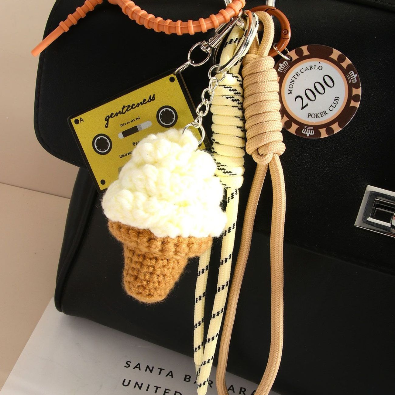 Cute Ice Cream Bag Charm – Handmade Crochet Accessory