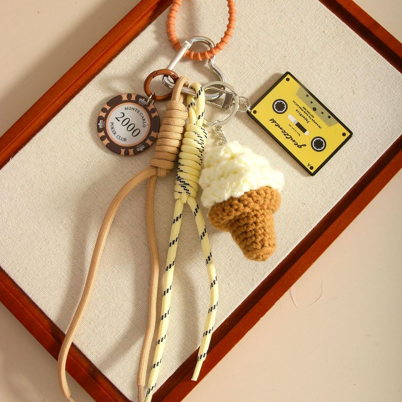 Cute Ice Cream Bag Charm – Handmade Crochet Accessory