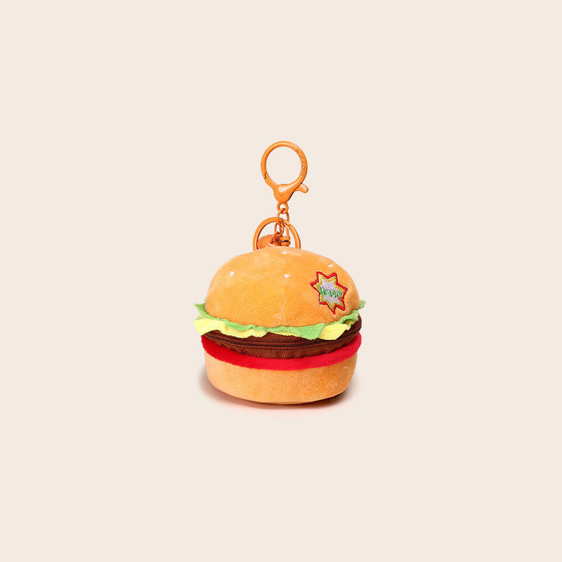 Funny Burger Plush Keychain – Small Storage Bag Charm